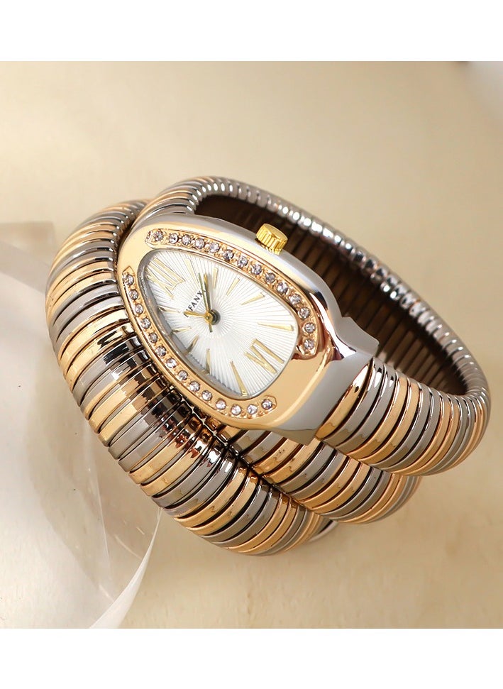 BIFANXI Ladies Fashion Watch, Snake-Shaped Diamond Design Quartz Watch, Fashionable Versatile Bracelet Watch  - Image 2