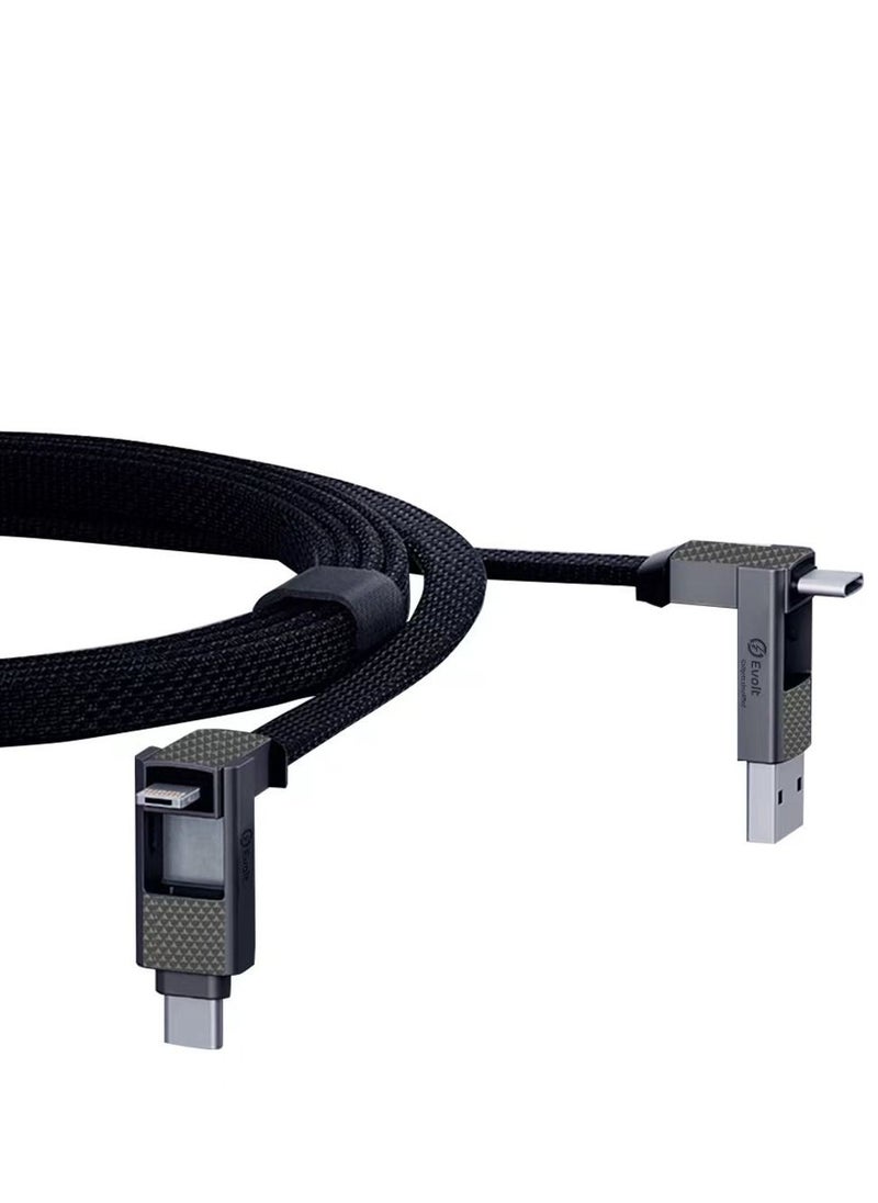 Evolt CBX-01 4-in-1 Universal Magnetic USB 60W Fast Charging And Sync Cable With Multiple Charging Connectors And Stylish Foldable Design  - Image 1