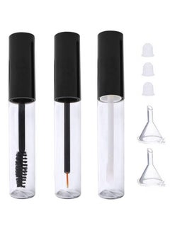 10 ml Empty Mascara Tube, 3 Pcs Eyeliner Tube and Lip Gloss Tubes, Black Eyelash Cream Container Bottle with Funnels Transfer Pipettes