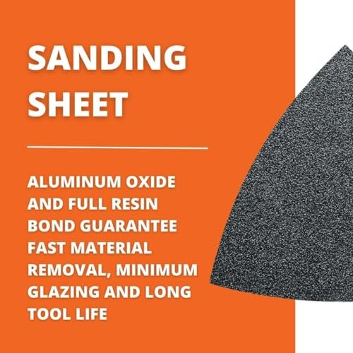 Fein Sanding Sheets with Hook & Loop Attachment - Aluminum Oxide, Full Resin Bond, Multi-Material Use, Unperforated, 80 Grit, 3-1/8" Edge Length, 50-Pack - 63717083015 - Image 3