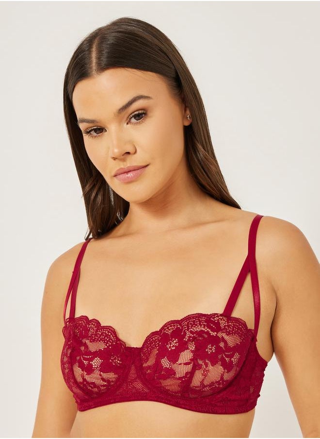 Styli - SCALLOPED EDGE AO LACE NPW UNDERWIRE BRA and THONG SET - Image 1
