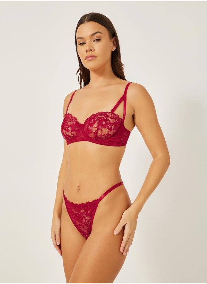 Styli - SCALLOPED EDGE AO LACE NPW UNDERWIRE BRA and THONG SET - Image 1