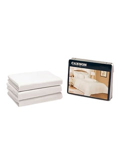 Cannon 3-Piece Machine Washable High Quality King Fitted Sheet Set White 6 x 30 x 25 cm CN K3PCFTDT300-WHTD 