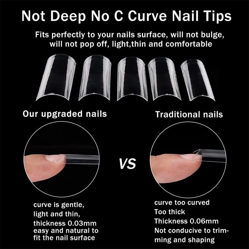 SWETIDY XXL No C Curve Nail Tips, SWETIDY 600Pcs Refill Size of 4,5,6,7 Clear Acrylic Nails Square Shape Nail Half Cover - Image 4