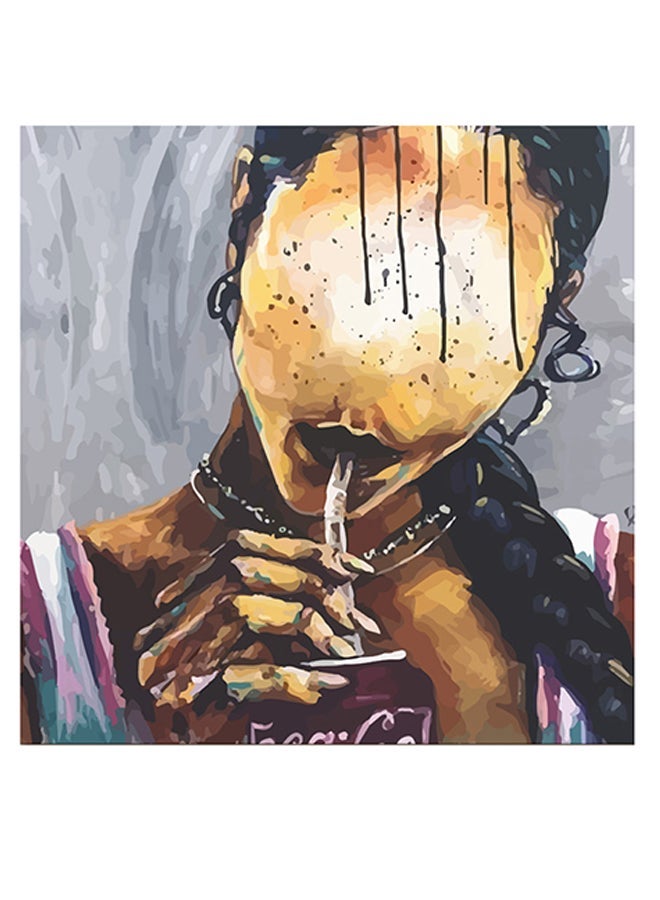 RYN Women Themed Decorative Wall Art Grey/Yellow/Black 30x30cm - Image 1