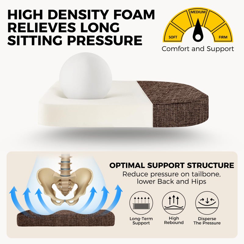 downluxe Indoor Chair Cushions for Dining Chairs, Soft and Comfortable Textured Foam Kitchen Chair Pads with Ties and Non-Slip Backing, 16" x 16" x 2", Brown, 4 Pack - Image 5