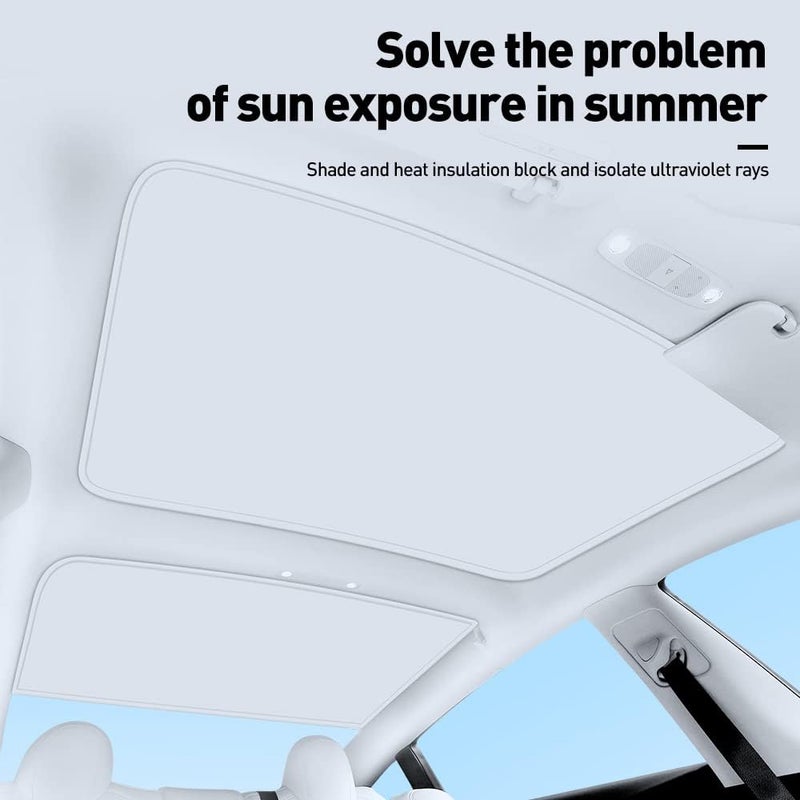 YONZEE Roof Sunshade for Tesla Model 3/Y, No Sag Sunroof Shade Foldable UV Blocking Glass Roof Shade Heat Insulation Cover Car Accessory for Tesla Model Y 2017-2022 Top Window Heat Shade Cover - Image 4
