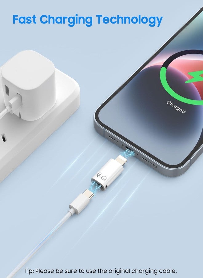 MoKo USB C to Lightning Adapter Audio, Lightning to USB C Adapter for Headphones Fits with iPhone 14/13/12/11 Pro Max/iPad/iPod/AirPods, Support Charging, Audio/Earpods and OTG Function, White - Image 5