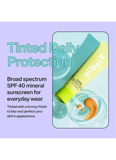 Bubble Skincare Plus One Daily Mineral Face Sunscreen Broad Spectrum Spf 40 - Tinted Sunscreen With Zinc Oxide & Omega 3 Fatty Acids - Hydrating & Blurring Tinted Sunscreen For All Skin Types (50Ml)  - Image 2