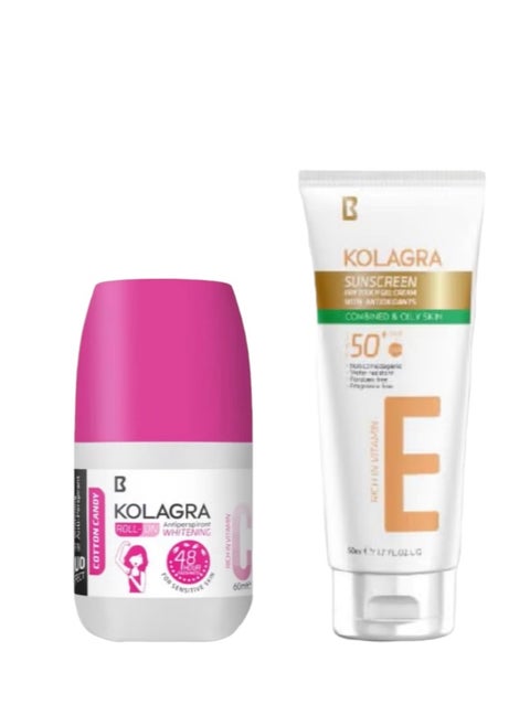 كولاجرا واقي الشمس جل كريم 50 ml + مزيل عرق رول اون كوتن كاندي