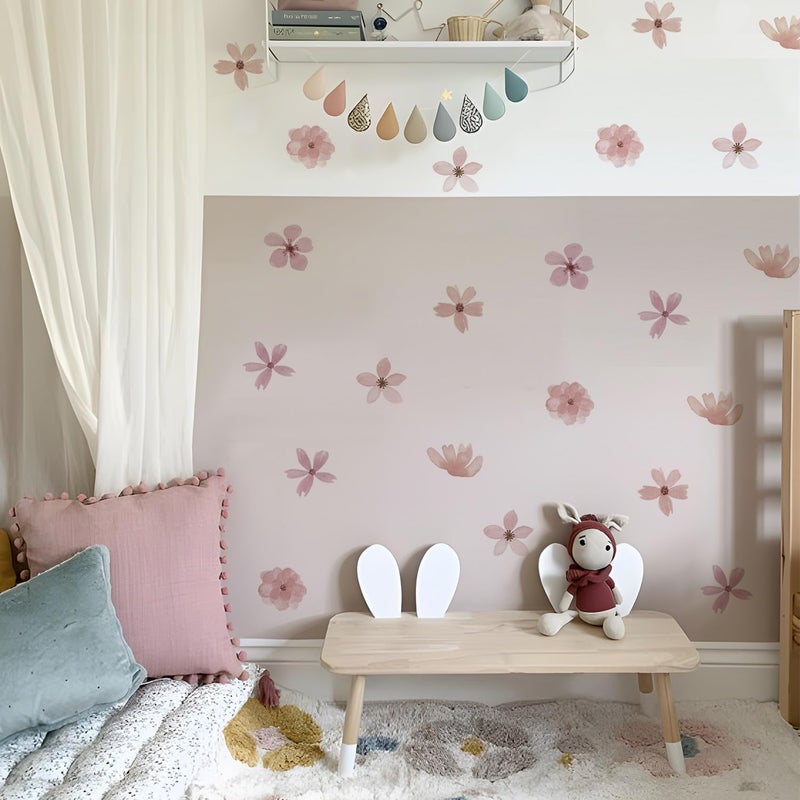 YouRfocus Daisy Wall Decals | 72 PCS Boho Flower Stickers for Girls' Rooms, Playrooms, and Nurseries | Dual Layer Print for High Coverage | Removable Peel and Stick Wall Decor (Pink-A) | 12 Sheets - Image 2