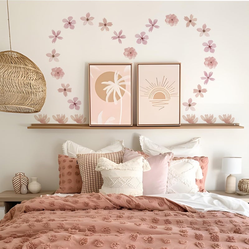 YouRfocus Daisy Wall Decals | 72 PCS Boho Flower Stickers for Girls' Rooms, Playrooms, and Nurseries | Dual Layer Print for High Coverage | Removable Peel and Stick Wall Decor (Pink-A) | 12 Sheets - Image 3