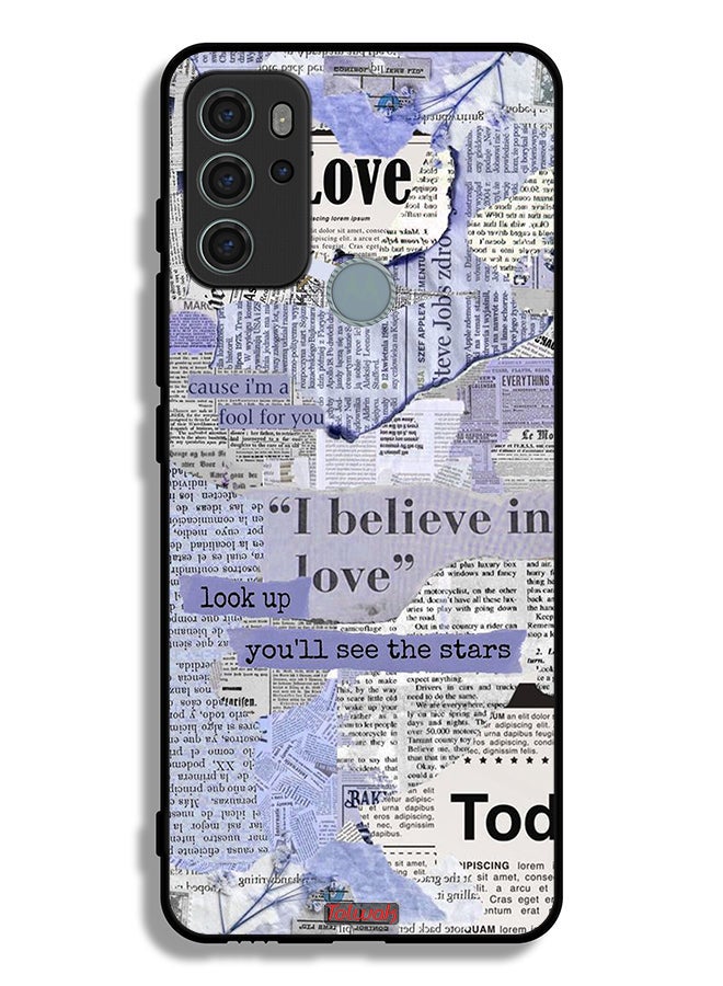 Tolwak Motorola Moto G60S Protective Case Cover Newspaper Pieces - Image 2