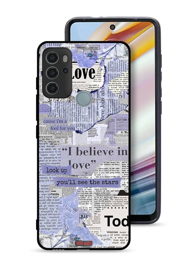 Tolwak Motorola Moto G60S Protective Case Cover Newspaper Pieces - Image 1