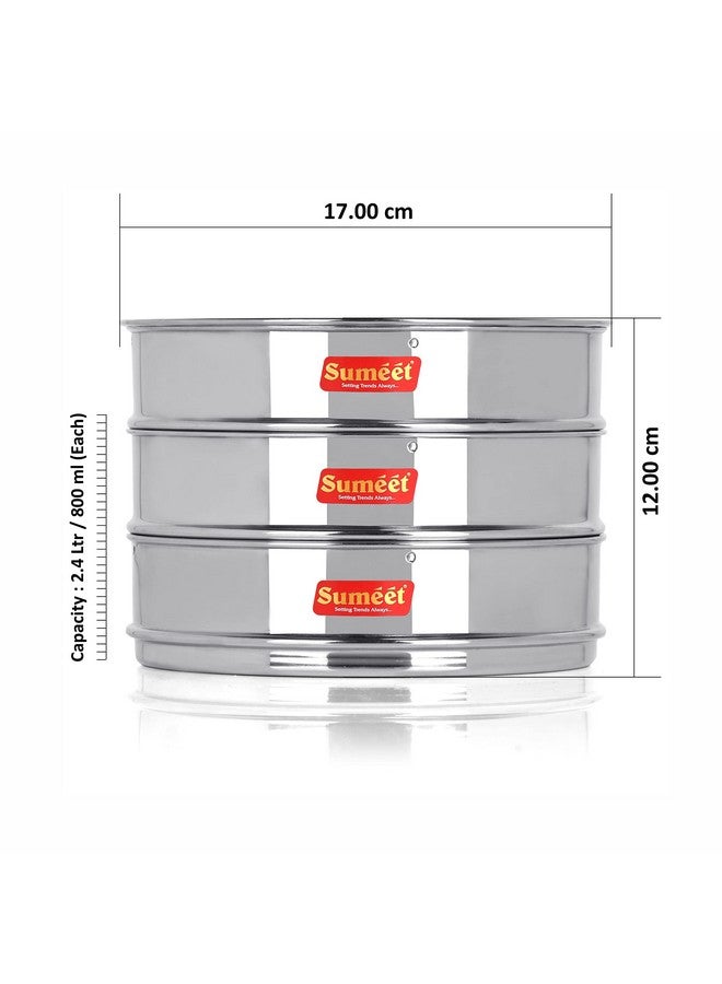 Sumeet Stainless Steel Flat Stackable Container/Separator with Lid Suitable for 5 Ltr & 5.5 Ltr Inner & Outer Lid Cooker - Image 4