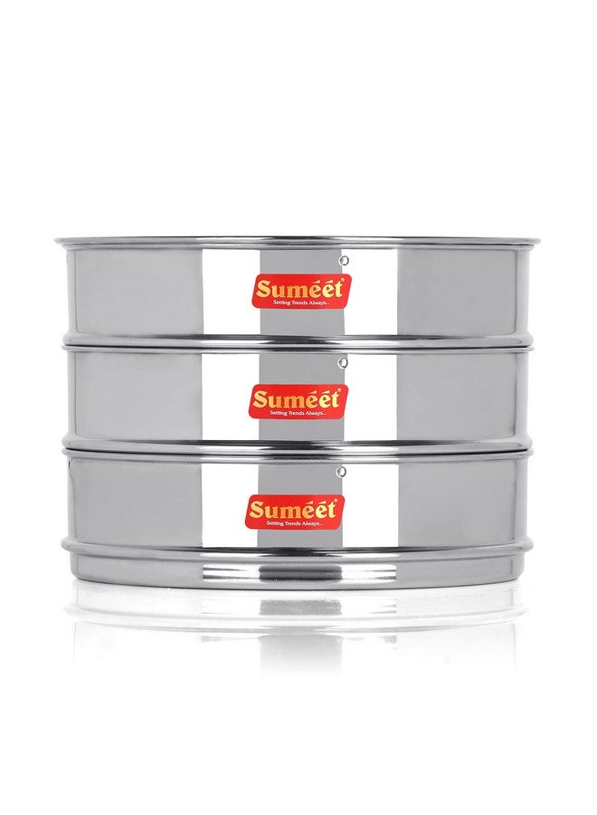 Sumeet Stainless Steel Flat Stackable Container/Separator with Lid Suitable for 5 Ltr & 5.5 Ltr Inner & Outer Lid Cooker - Image 1