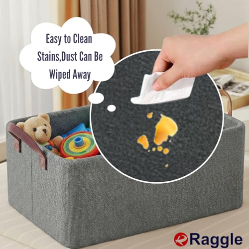 Raggle 4PCS Collapsible Fabric Storage Cubes Organizer with Handles Foldable Storage Baskets for Organizing Toys, Books, Shelves, Closet, Large Storage Box with Handles (Gray, 26L-4) - Image 5