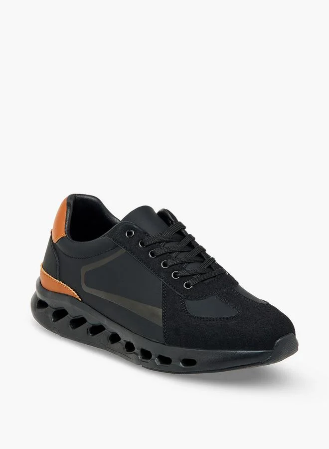 Men's Panelled Ankle Sneakers with Lace-Up Closure