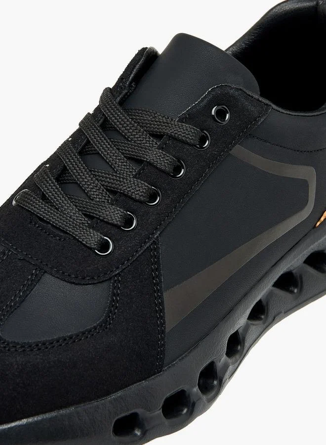 LBL by Shoexpress BLACK Men's Panelled Ankle Sneakers with Lace-Up Closure for Men | Best Price UAE