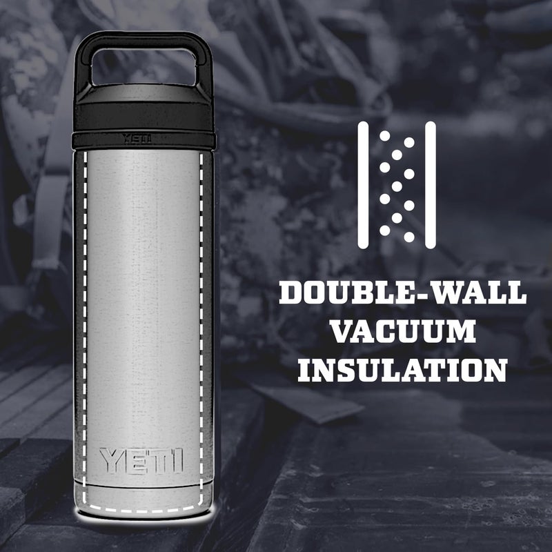 YETI Rambler 18 oz Bottle, Vacuum Insulated, Stainless Steel with Chug Cap, Navy - Image 2