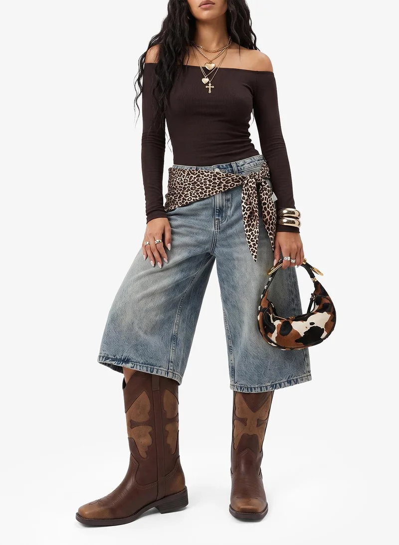 Glamorous BROWN Square Toe Western Knee Boots for Women | Best Price UAE