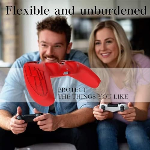 PSS PS5/PS5 Slim Controller Silicone Cover Case protective Non-slip Skin Anti-Slip Soft Silicone Rubber Accessories Set For PS5 Controller With Thumb Grip x 2 (PS5 Controller not included) (Red Cover) - Image 4