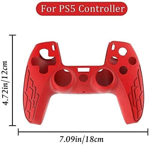 PSS PS5/PS5 Slim Controller Silicone Cover Case protective Non-slip Skin Anti-Slip Soft Silicone Rubber Accessories Set For PS5 Controller With Thumb Grip x 2 (PS5 Controller not included) (Red Cover) - Image 5