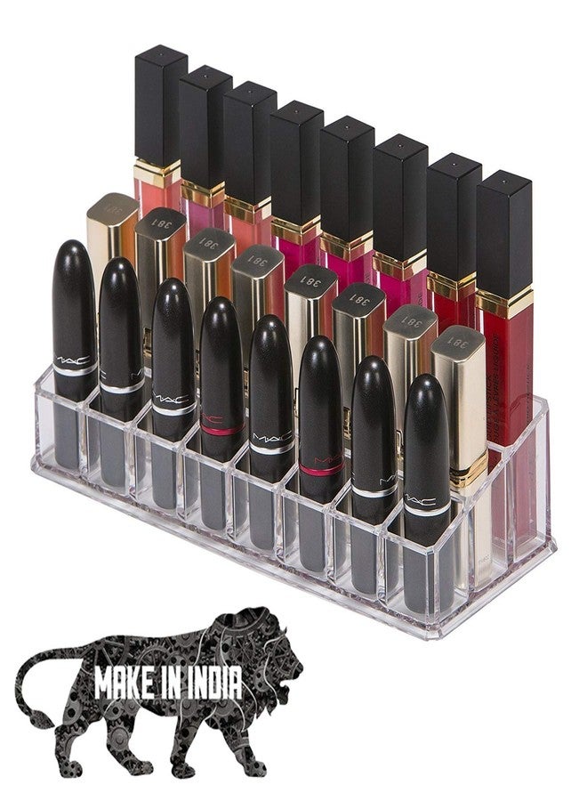 NETXE Plastic 24-Compartment Makeup/Lipstick Storage Holder Organiser (Transparent) - Image 2