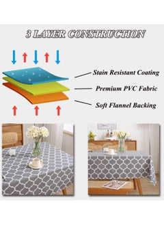 YIM-VIBEHAUS Rectangle Tablecloth, 100% Waterproof & Oil Proof Plastic Table Cloth, Heavy Duty Table Cover for Dining Table (152 x 213cm, Grey)  - Image 5