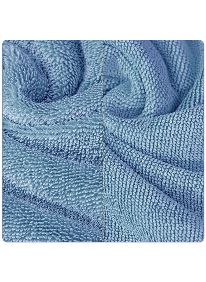 Polyte Terry Twist Weave Microfiber Oversize Quick Dry Lint Free Bath Towel, 60 x 30 in, Pack of 2 (Blue) - Image 2