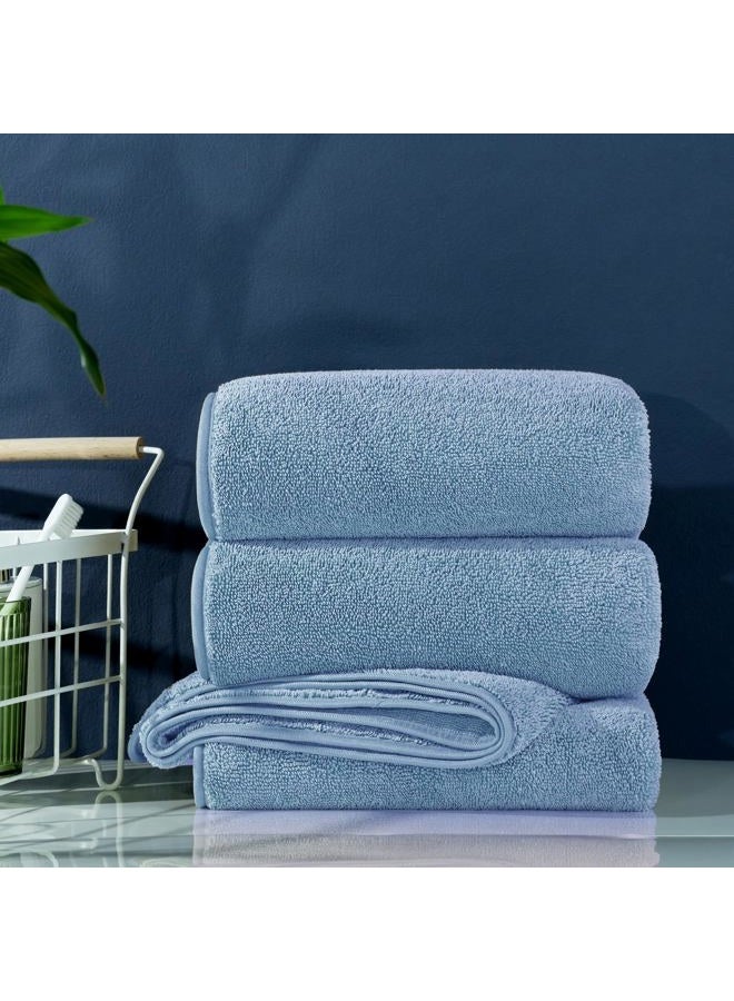 Polyte Terry Twist Weave Microfiber Oversize Quick Dry Lint Free Bath Towel, 60 x 30 in, Pack of 2 (Blue) - Image 5
