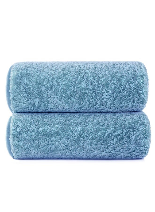 Polyte Terry Twist Weave Microfiber Oversize Quick Dry Lint Free Bath Towel, 60 x 30 in, Pack of 2 (Blue) - Image 1