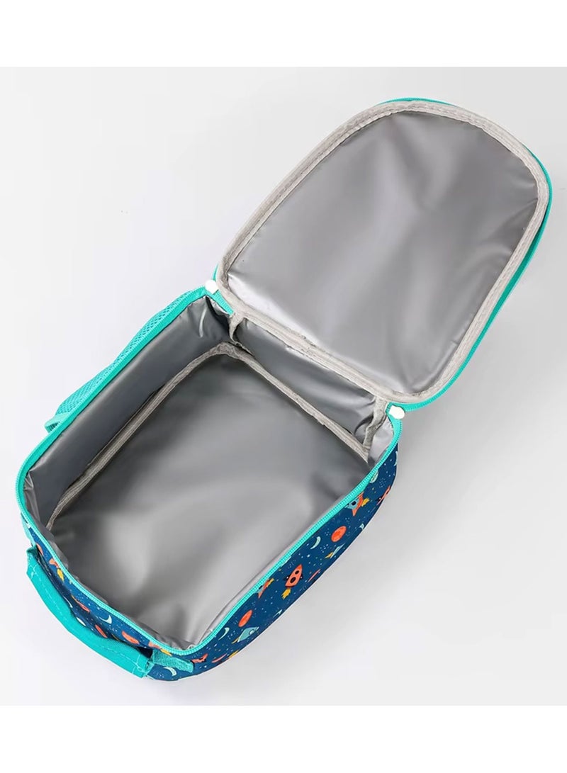 Snack attack Snack Attack “Need More Space” Kids Insulated Lunch Bag – Thermal Leakproof Lunchbox with Strap & Side Pocket – Fun Rocket & Planet Artwork – Ideal for School, Travel, and Daycare  - Image 4