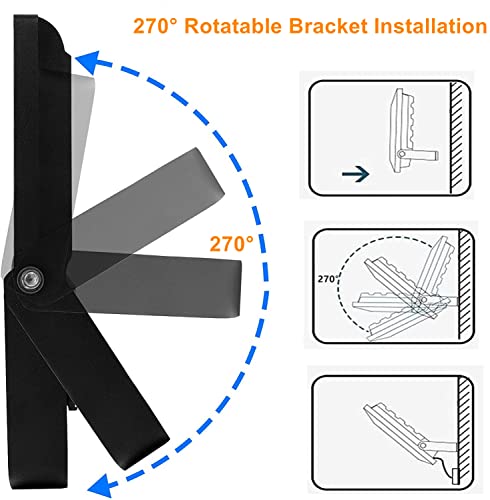 WHLED 400W Outdoor LED Flood Light Fixture, 60,000LM(150LM/W), 5000K Daylight, 100-277V, IP66 Waterproof ETL LED Flood Lighting for Parking Lot, Warehouse, Playground, Stadium - Image 3
