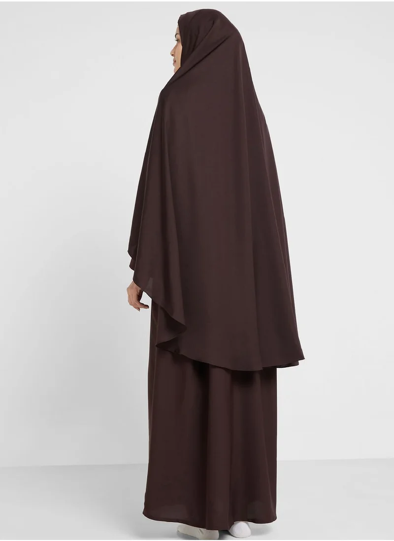 Khizana Prayer Dress With Puff Sleeve Detail