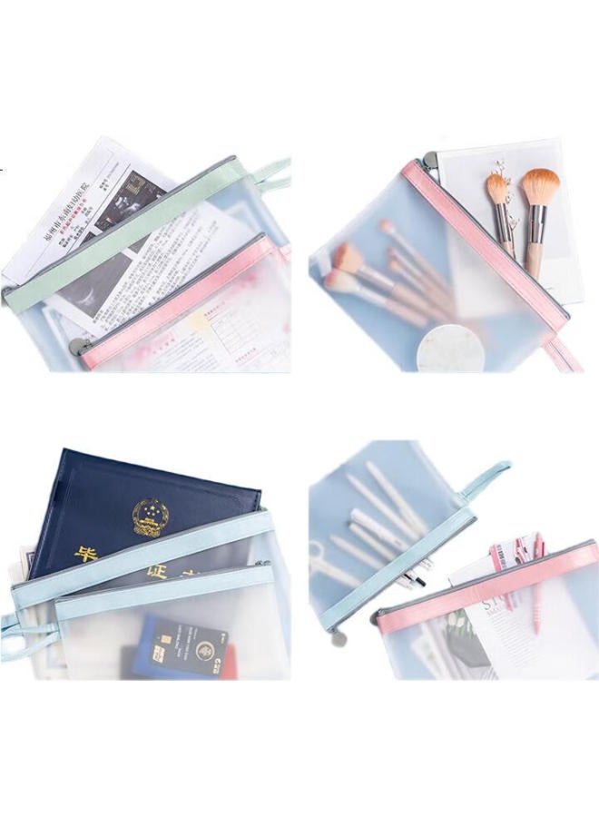 TIANSE حقيبة مستندات A4 مات، حقيبة ملفات شفافة لتصنيف المواد، تخزين أوراق الامتحانات، حقيبة بسحاب بسعة كبيرة، حقيبة تعليمية، Ts-258، لون زهرة الكرز الوردي - Image 3