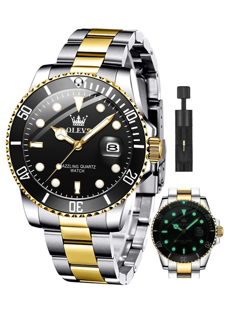 أوليفز ساعات يد OLEVS كلاسيكية ذات وجه كبير، ساعات عمل رجالية رسمية مع ساعة يد مضيئة للرجال من الفولاذ المقاوم للصدأ - Image 1
