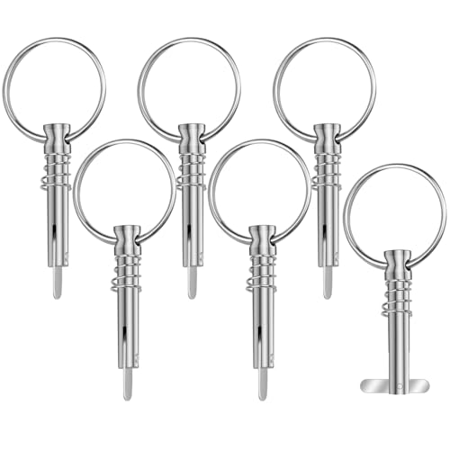 Hysagtek 6 Pcs Bimini Pins 1/4" Diameter Bimini Top Hardware, Quick Release Pin Boat Canopy Pins for Boat Canopy Marine Hardware, 316 Stainless Steel with Pull Ring - Image 1