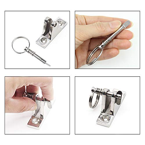 Hysagtek 6 Pcs Bimini Pins 1/4" Diameter Bimini Top Hardware, Quick Release Pin Boat Canopy Pins for Boat Canopy Marine Hardware, 316 Stainless Steel with Pull Ring - Image 3
