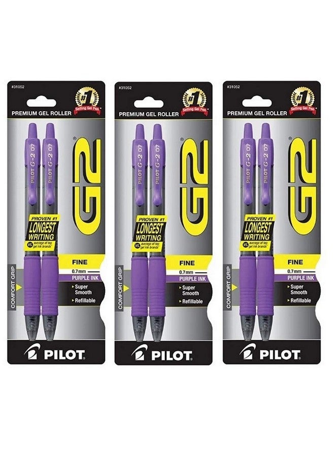 PILOT Dr.Grip (3) Pilot G2 Premium Refillable & Retractable Rolling Ball Gel Pens Fine Point Purple Ink 2 Pack (31052)  - Image 1