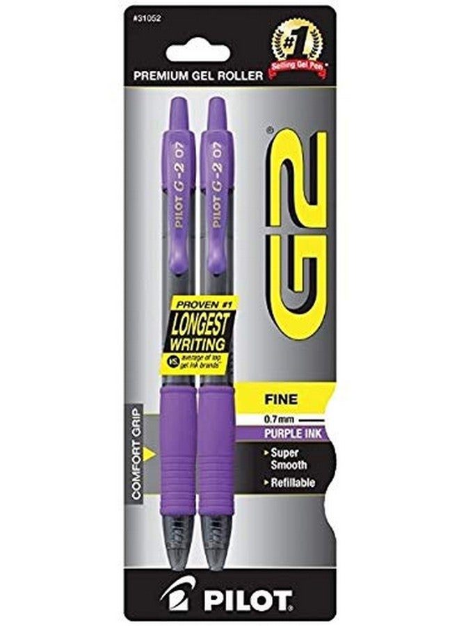 PILOT Dr.Grip (3) Pilot G2 Premium Refillable & Retractable Rolling Ball Gel Pens Fine Point Purple Ink 2 Pack (31052)  - Image 3