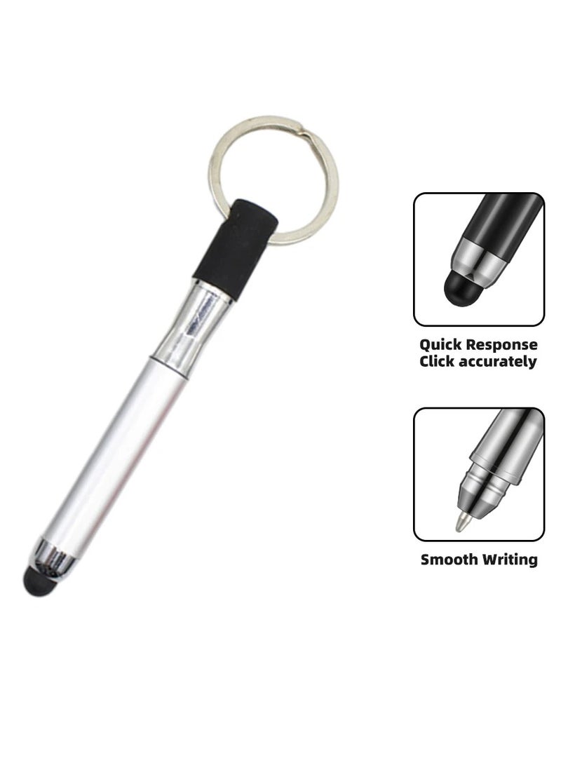 AROAQ Mini Stylus Pen With Keyring, Mini 2 In 1 Touch Screen Stylus Ballpoint Pen, Lightweight And Potable Capacitive Keychain Stylus Tablet Pen For Android And IOS Phones Tablets, (1pc, Silver)  - Image 1