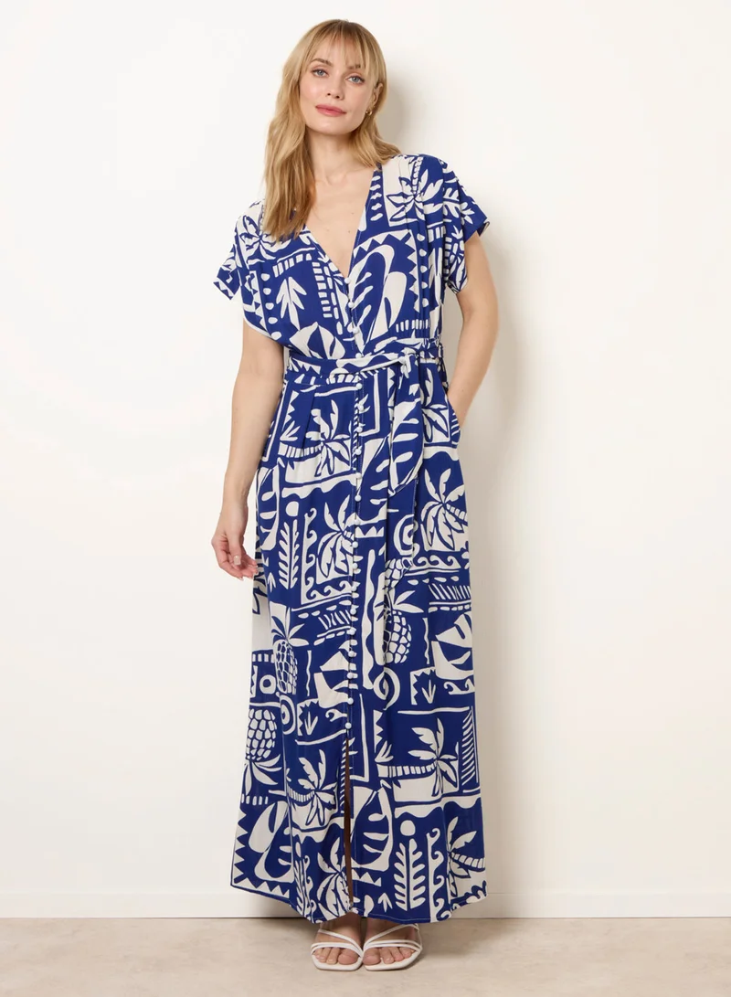 بلو فانيلا Tropical Block Print Dress
