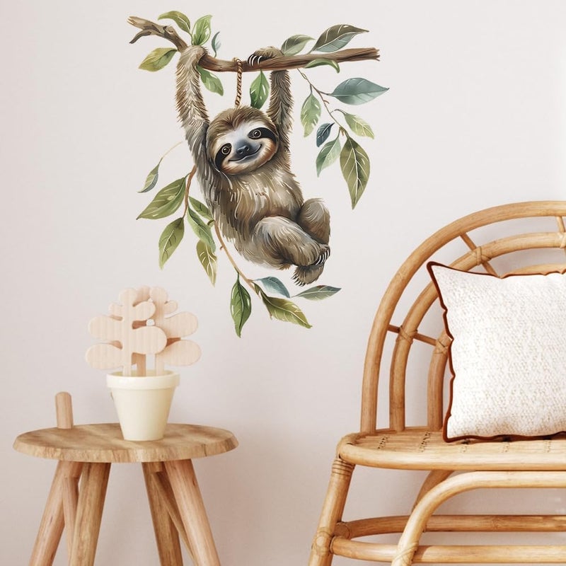 MEFOSS Funny Sloth Wall Decal Sloth on Branch Wall Stickers Peel and Stick Animal Wall Decals Art for Kids Bedroom Playroom Baby Nursery Decor - Image 5