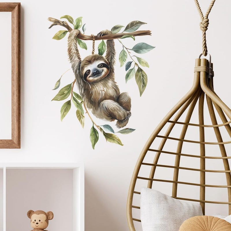 MEFOSS Funny Sloth Wall Decal Sloth on Branch Wall Stickers Peel and Stick Animal Wall Decals Art for Kids Bedroom Playroom Baby Nursery Decor - Image 4