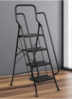 ZYMTA Portable Handrails Step Ladder, Heavy Duty Sturdy Ladders, Foldable with Anti-Slip Wide Pedals, Large Capacity, for Kitchen Household and Office (Black 4 Step)  - Image 5
