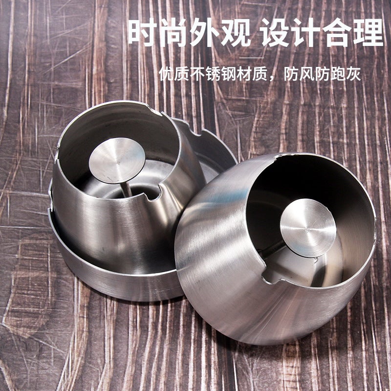 Stainless Steel Sand Ashtray Bar Ktv Anti-Fly Ash Ashtray Windproof Belt Flue Column Drop Resistant Fashion Ashtray - Image 5