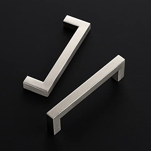 Ravinte 10 Pack 4-1/2 Inch Square Cabinet Handles - Satin Nickel and Brushed Nickel Drawer Pulls - Kitchen Cabinet Hardware - Image 2