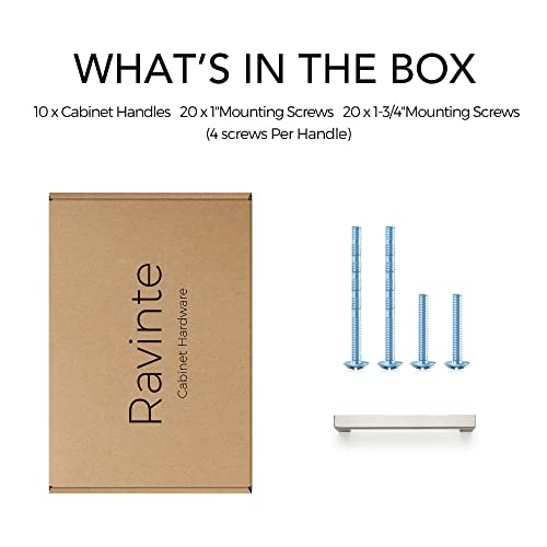 Ravinte 10 Pack 4-1/2 Inch Square Cabinet Handles - Satin Nickel and Brushed Nickel Drawer Pulls - Kitchen Cabinet Hardware - Image 5