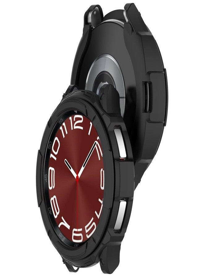 AWADUO Compatible with Samsung Galaxy Watch 6 Classic 47mm PC Protective Case Cover, Smartwatch Protective Case Cover Shell with Rotatable Bezel Ring Soft and Durable Watch Accessories(Black) - Image 1